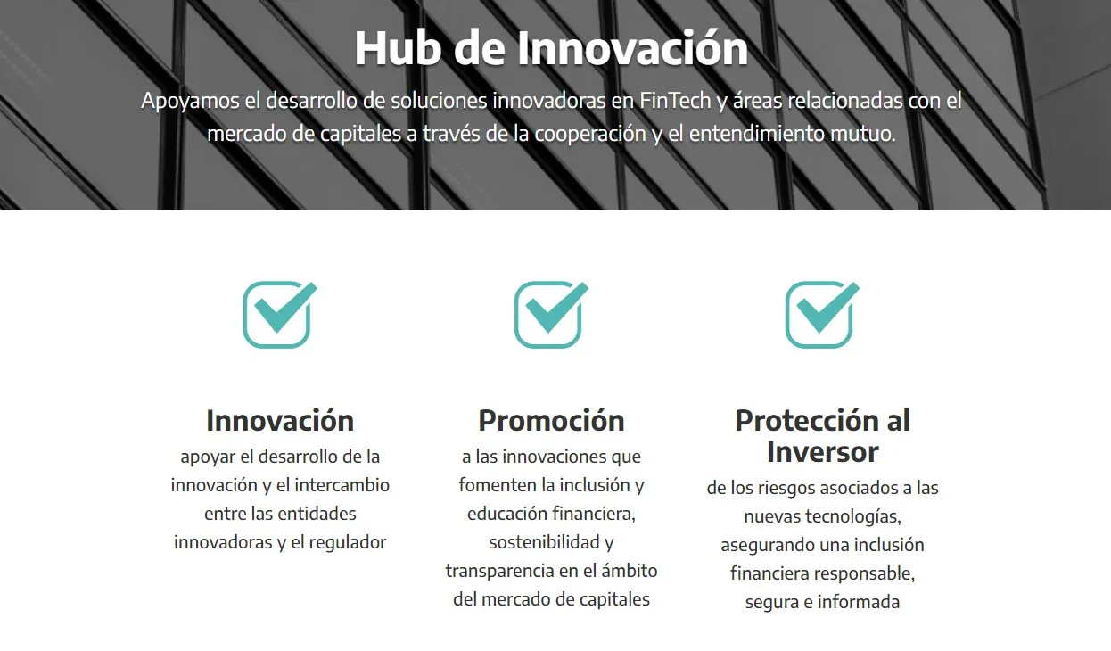 CNV Hub para innovación. Criptomonedas Argentina.