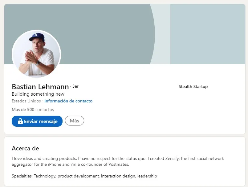 perfil de Linkedin de Bastian Lehmann