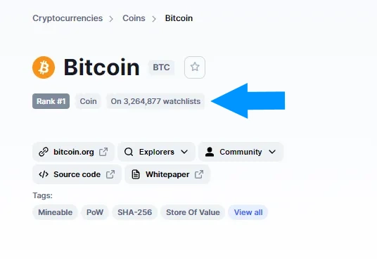 Bitcoin en CoinMarketCap