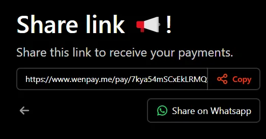 Link para recibir pago con criptomoneda utilizando wenpay