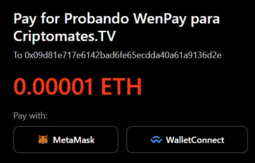 Recibir un pago con criptomoneda en wenpay