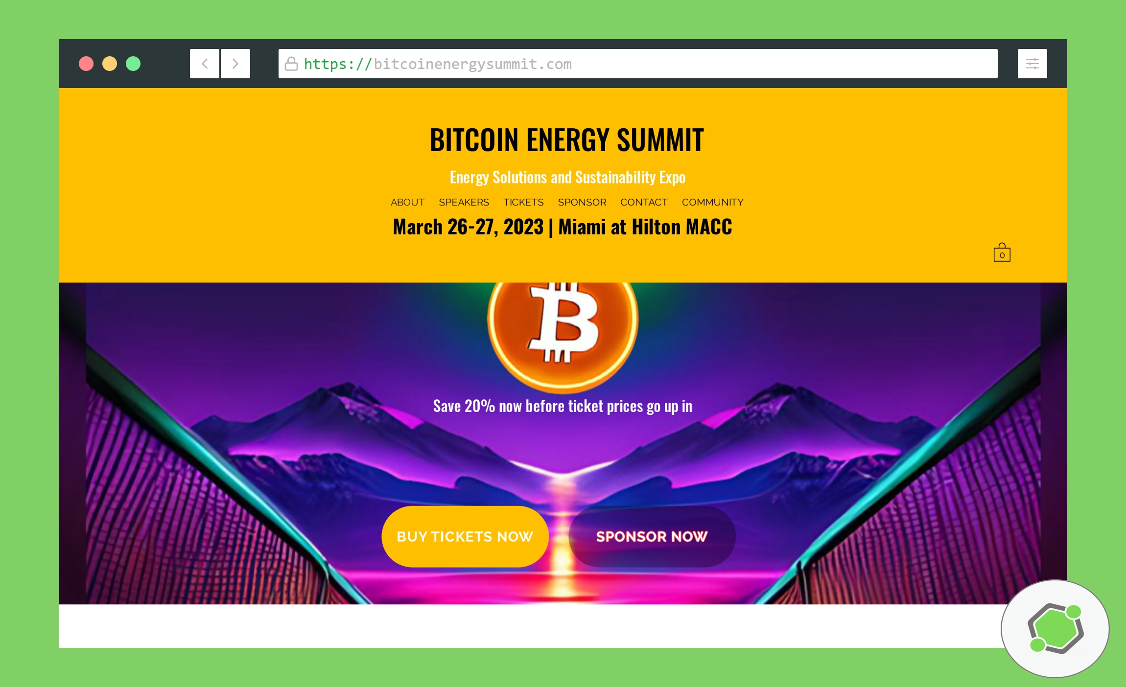 Sitio del evento Bitcoin Energy Summit 2023.