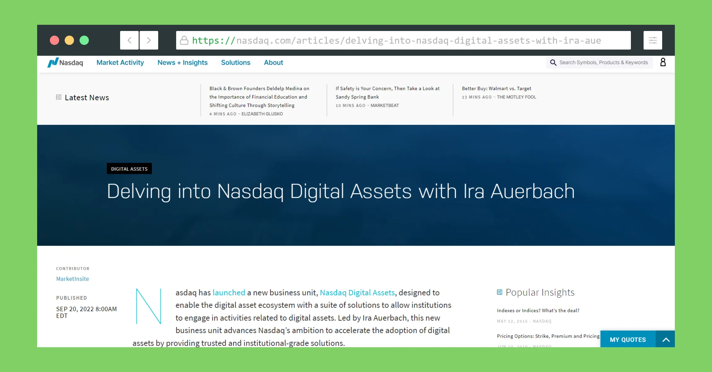 Entrevista: Profundizando en los activos digitales de Nasdaq con Ira Auerbach