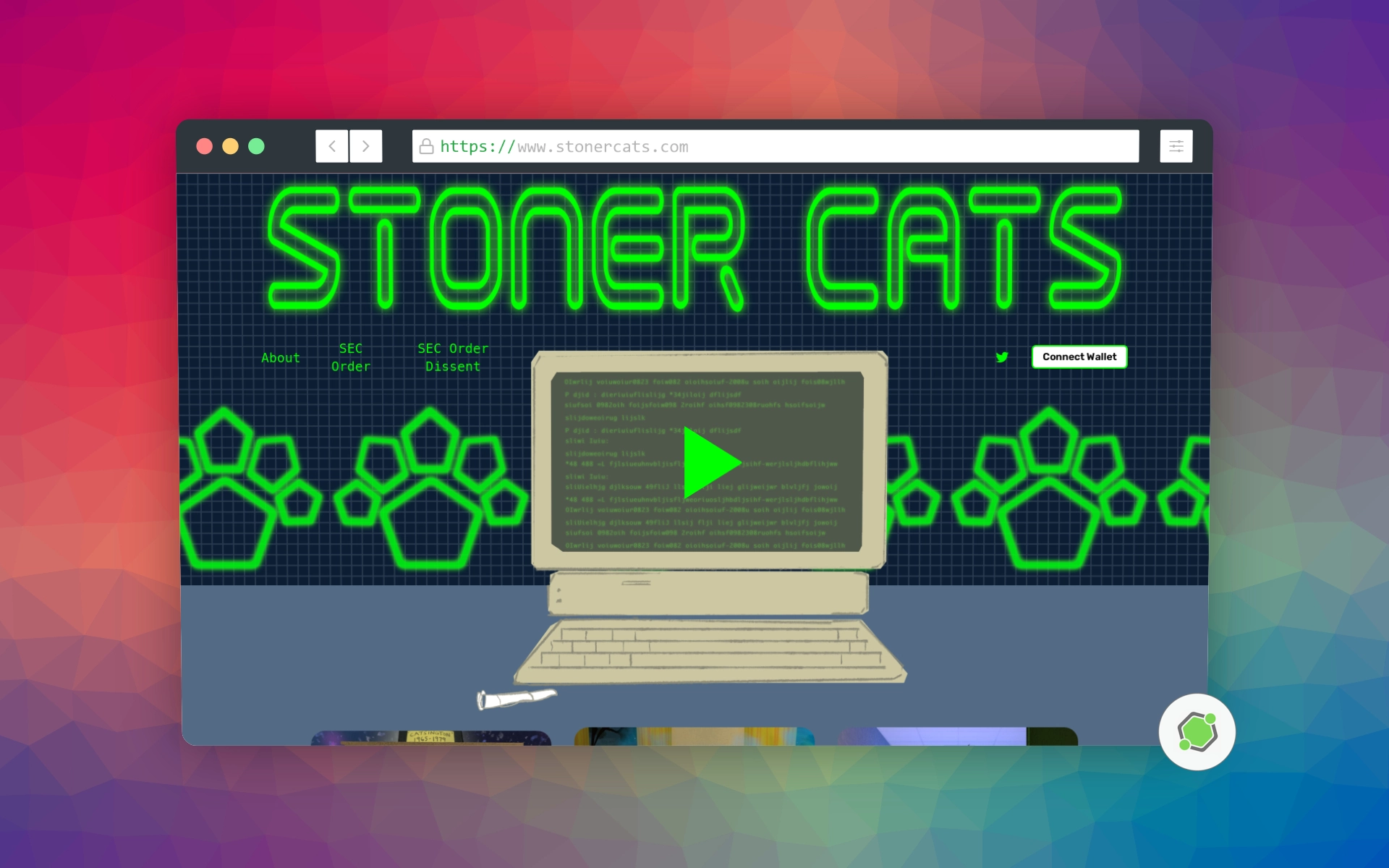 Sitio web del proyecto NFT Stoner Cats.