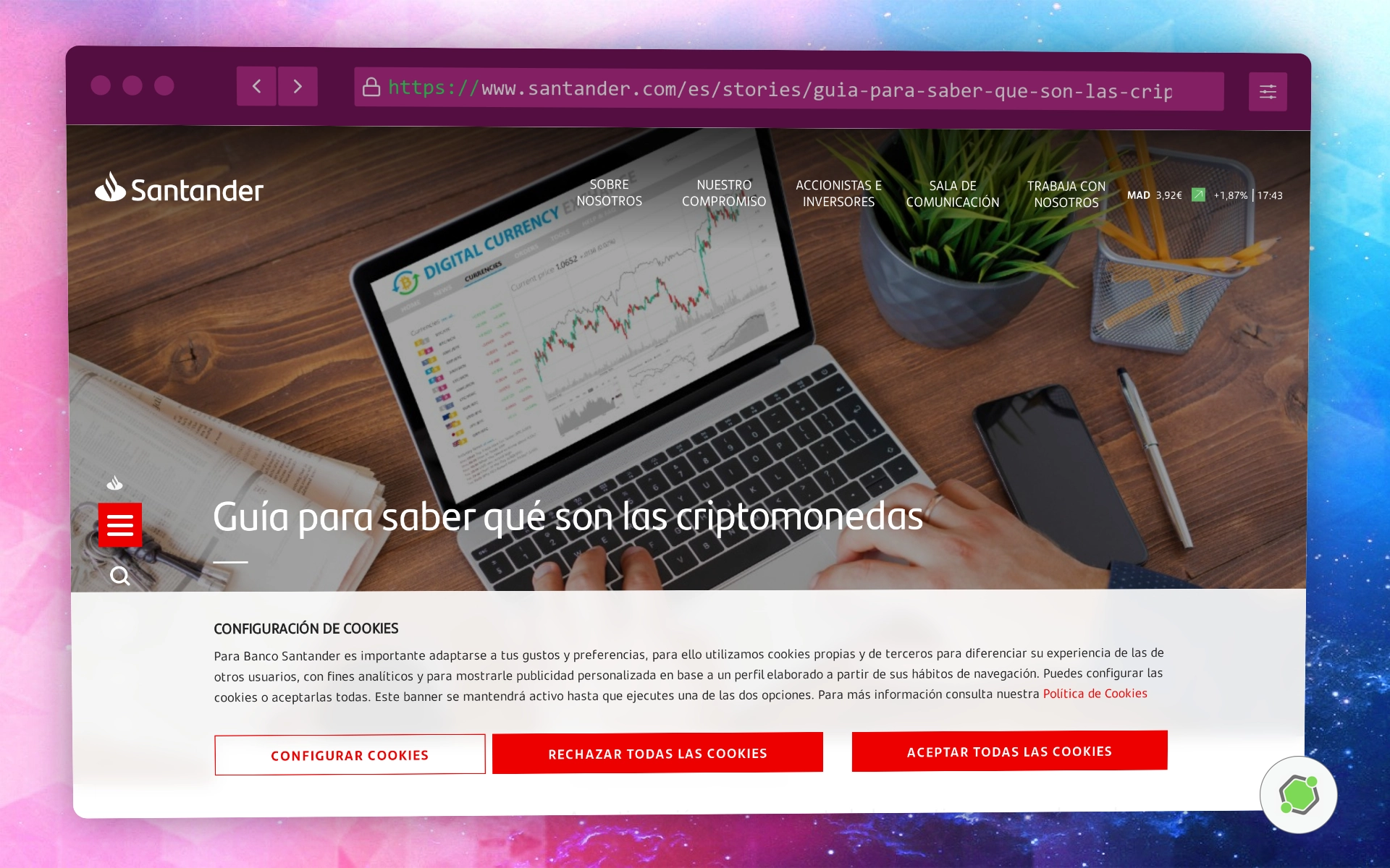 Sitio web del Banco Santander.