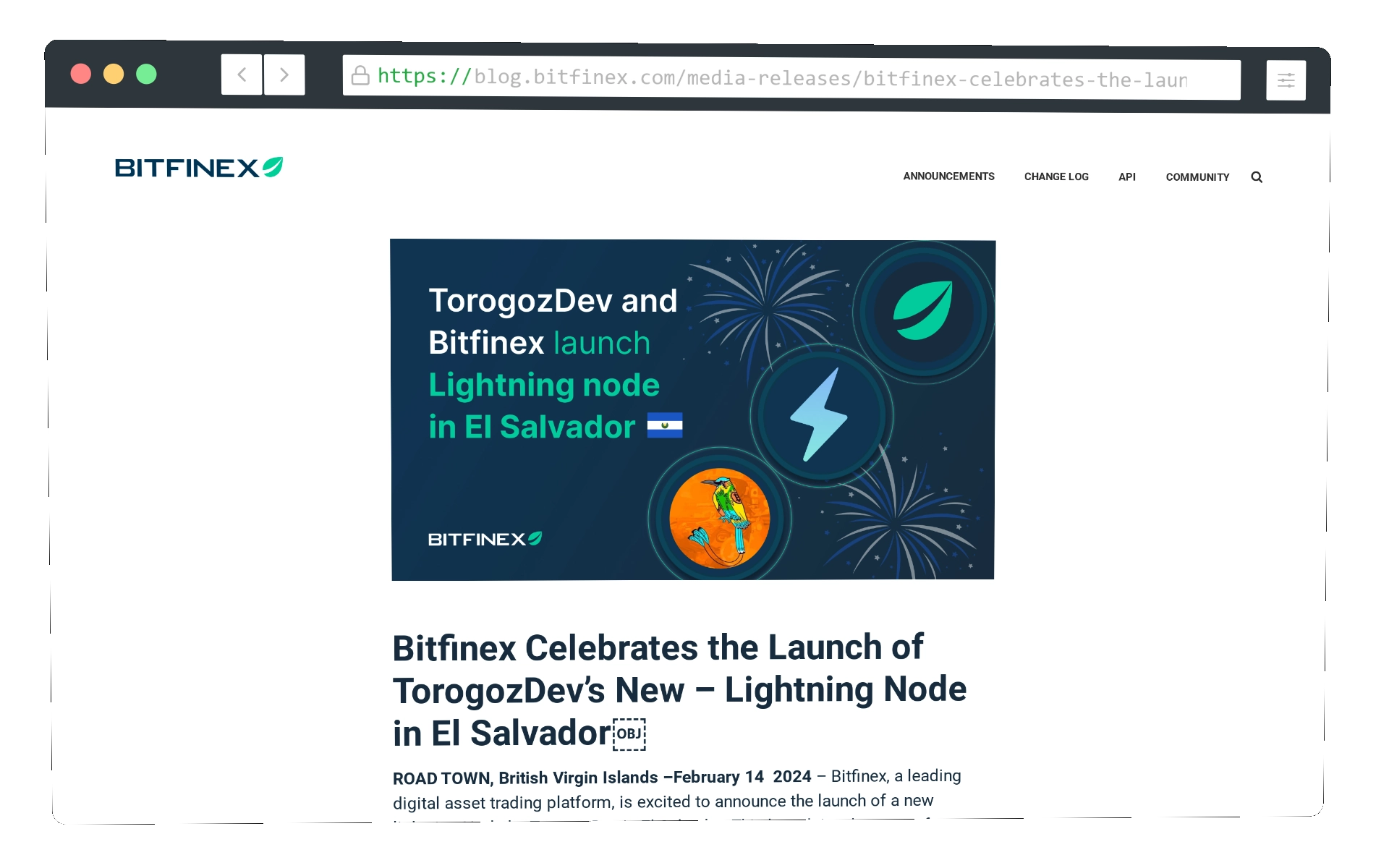 Bitfinex celebra el lanzamiento del nuevo nodo Lightning de TorogozDev en El Salvador.