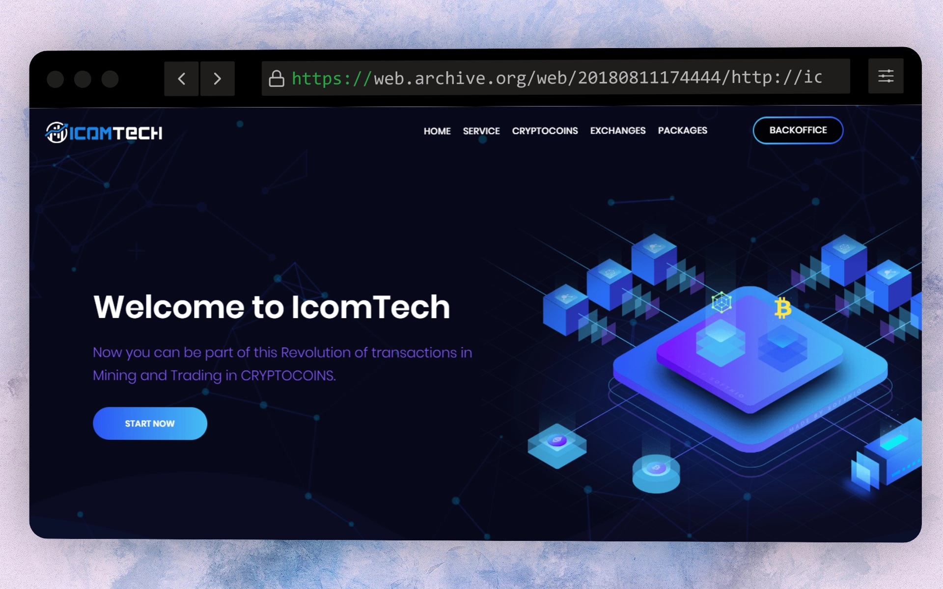 Página web de IcomTech en el año 2018.