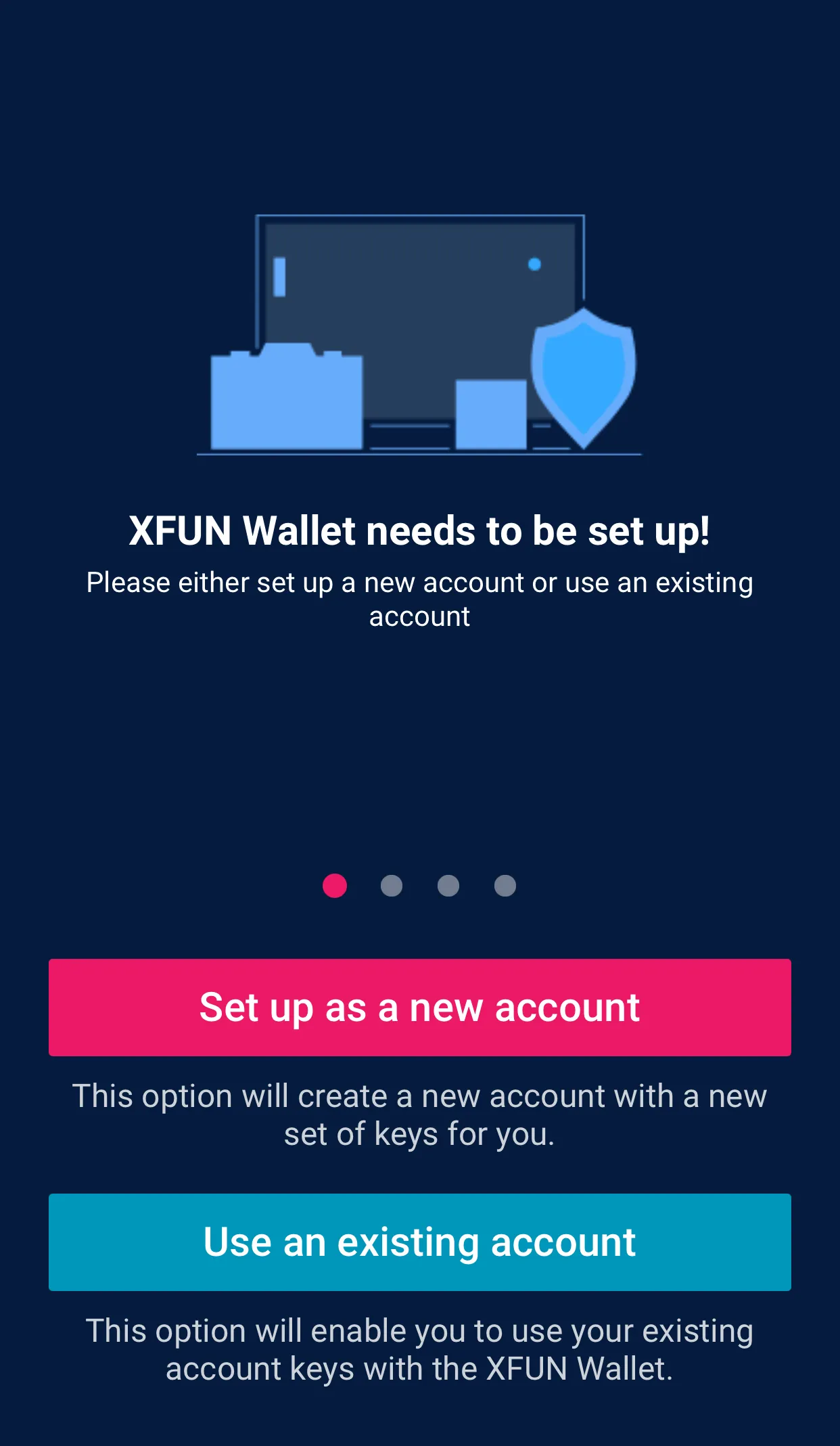 Pantalla inicial de XFUN Wallet